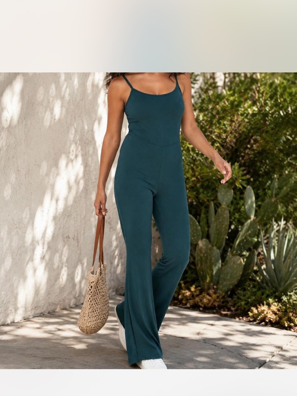 aerie Teal Scoop-Neck Wide-Leg Jumpsuit